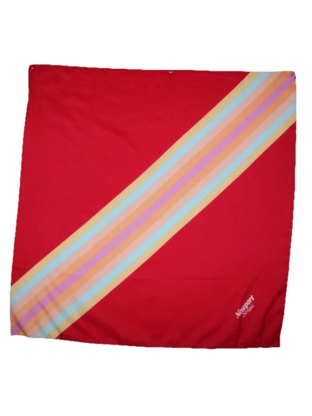 Vintage Newport Stripes Scarf Handkerchief Red Pink 29x29 70-80s Promo Ad Square
